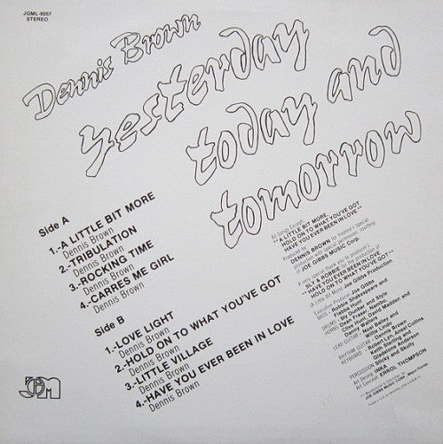 Dennis Brown : Yesterday Today And Tomorrow (LP, Album)