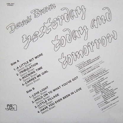 Dennis Brown : Yesterday Today And Tomorrow (LP, Album)