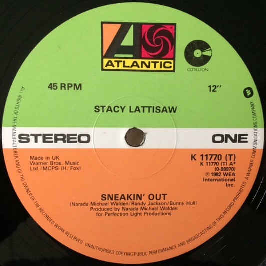 Stacy Lattisaw : Sneakin' Out / Jump To The Beat (12", Maxi)