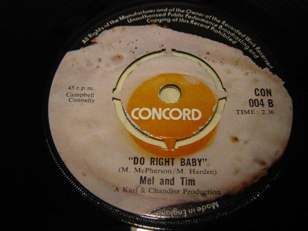 Mel And Tim* : Backfield In Motion (7", Single)