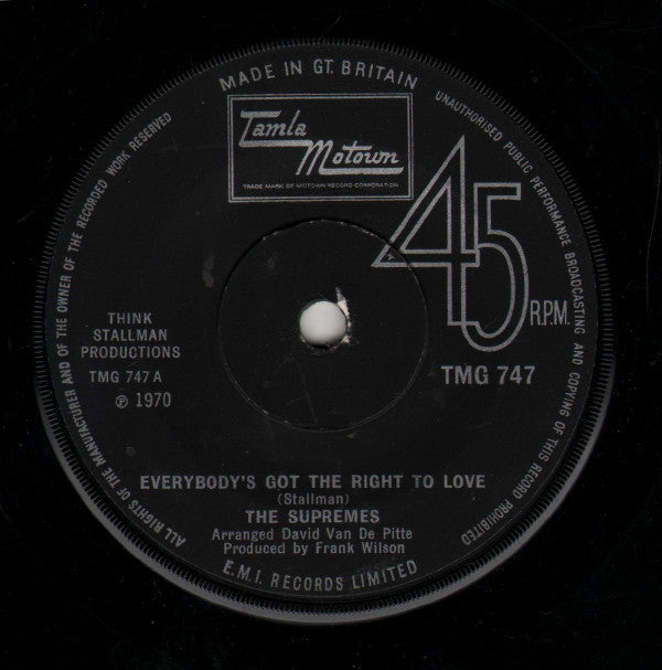 The Supremes : Everybody's Got The Right To Love (7", Single)