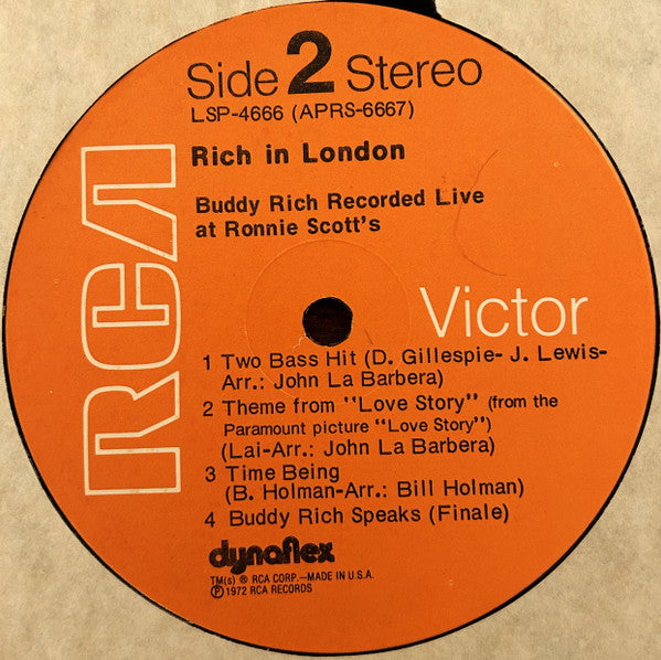 Buddy Rich : Rich In London (Buddy Rich Recorded Live At Ronnie Scott's) (LP, Album, Ind)