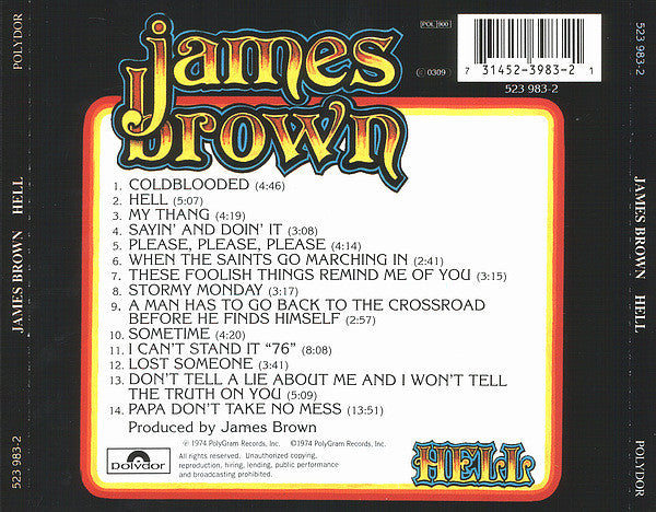 James Brown : Hell (CD, Album, RE, RM)