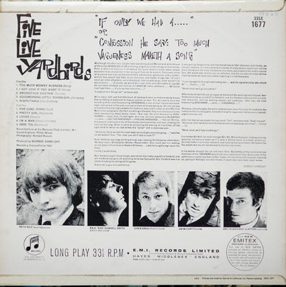 Yardbirds* : Five Live Yardbirds (LP, Album, Mono)