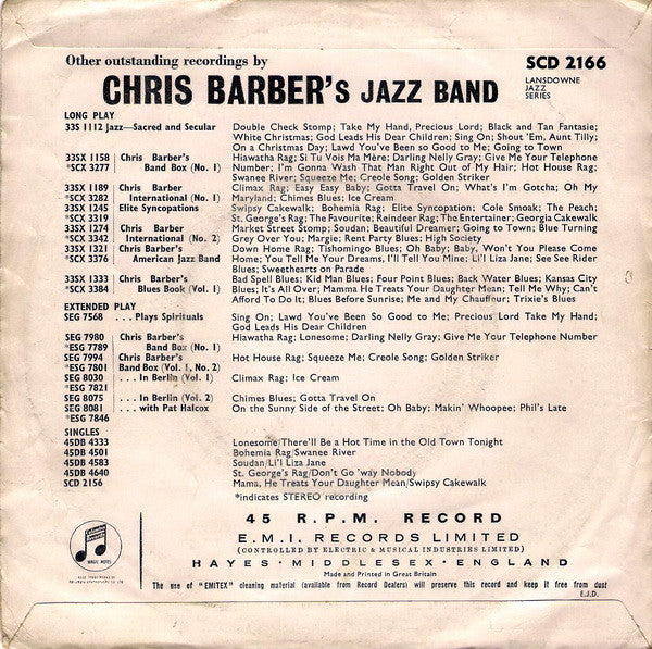 Chris Barber's Jazz Band : Revival / New Orleans Parade (Just A Little While To Stay Here) (7", Pic)