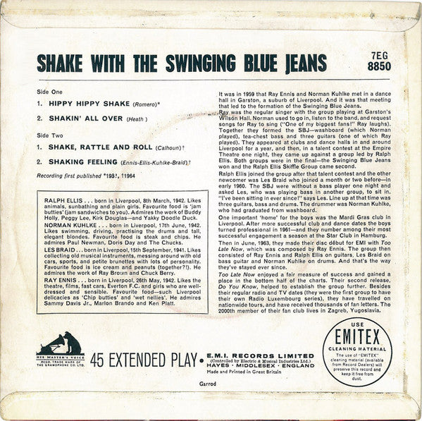 The Swinging Blue Jeans : Shake With The Swinging Blue Jeans (7", EP)