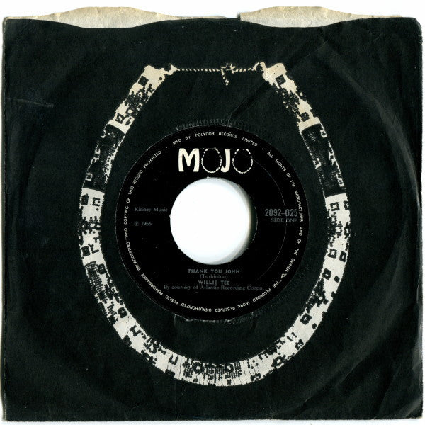 Willie Tee : Thank You John (7", Single, RE, Lar)