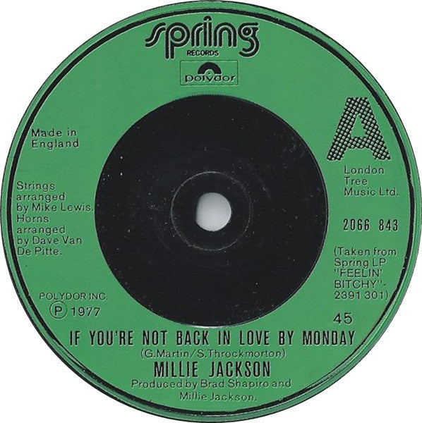 Millie Jackson : If You're Not Back In Love By Monday (7")