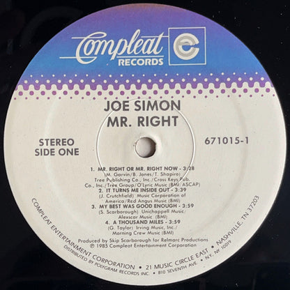 Joe Simon : Mr. Right (LP, Album, Spe)