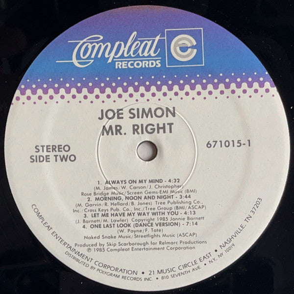 Joe Simon : Mr. Right (LP, Album, Spe)