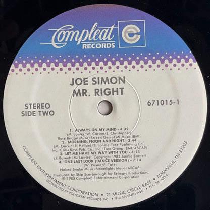 Joe Simon : Mr. Right (LP, Album, Spe)