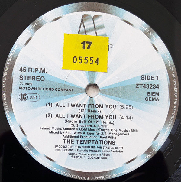 The Temptations : All I Want From You (12")