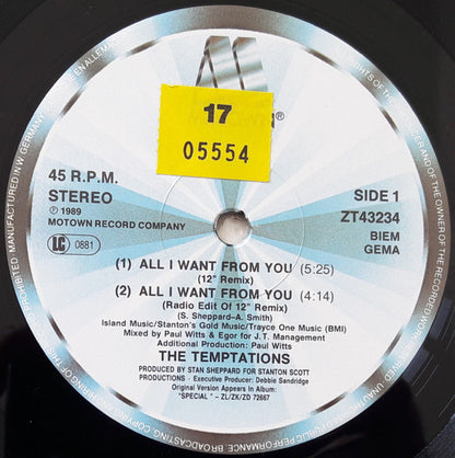 The Temptations : All I Want From You (12")