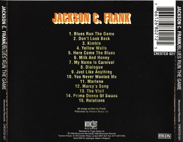 Jackson C. Frank : Blues Run The Game (CD, Album, RE)