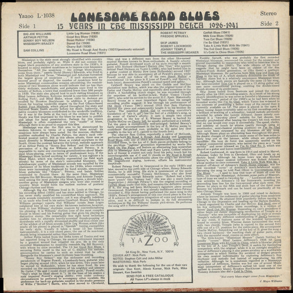 Various : Lonesome Road Blues (15 Years In The Mississippi Delta 1926-1941) (LP, Comp)