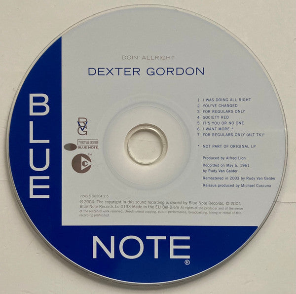 Dexter Gordon : Doin' Allright (CD, Album, Copy Prot., RE, RM)