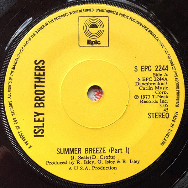 Isley Brothers* : Summer Breeze (Part I) (7", Single, Sol)