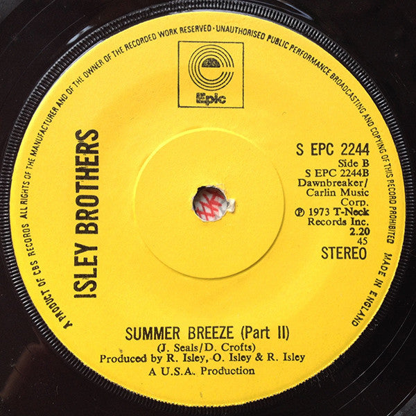 Isley Brothers* : Summer Breeze (Part I) (7", Single, Sol)