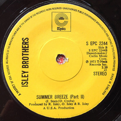 Isley Brothers* : Summer Breeze (Part I) (7", Single, Sol)