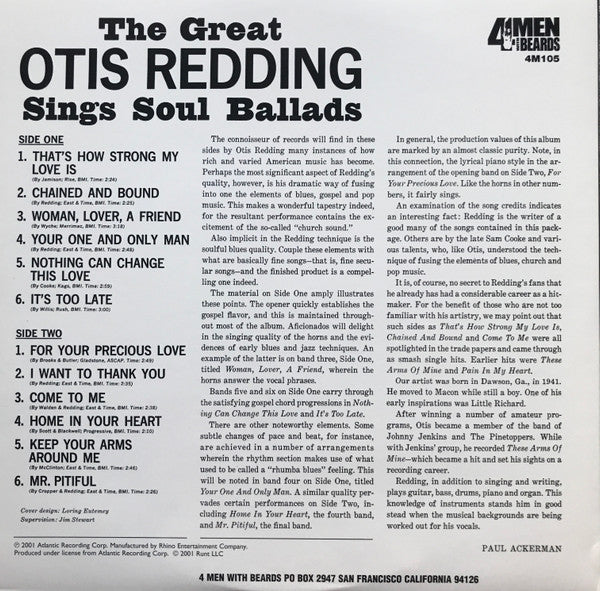 Otis Redding : The Great Otis Redding Sings Soul Ballads (LP, Album, RE, RM, 180)