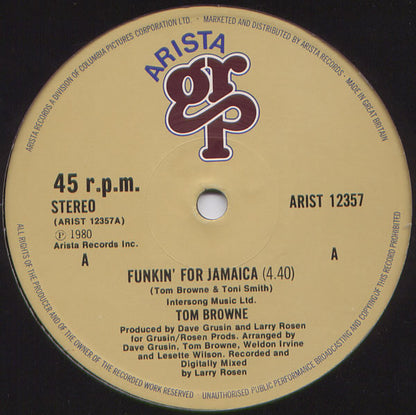 Tom Browne : Funkin' For Jamaica (12")