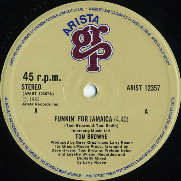 Tom Browne : Funkin' For Jamaica (12")