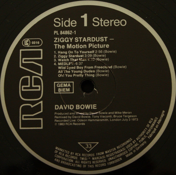 David Bowie : Ziggy Stardust - The Motion Picture (2xLP, Album)