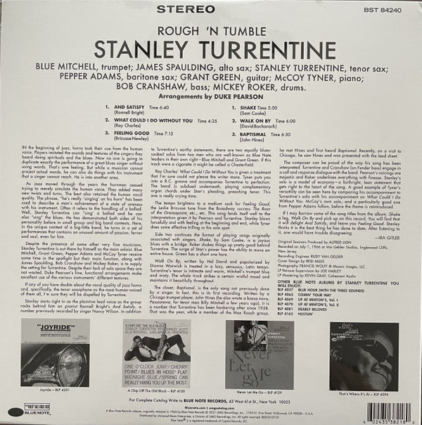 Stanley Turrentine : Rough 'N Tumble (LP, Album, RE, 180)