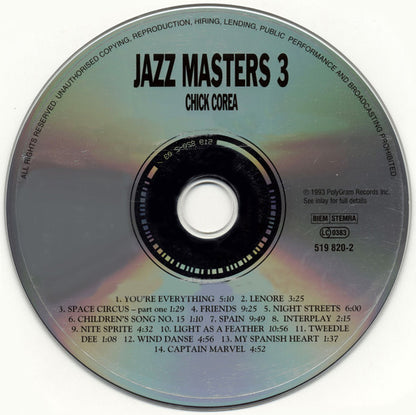 Chick Corea : Verve Jazz Masters 3 (CD, Comp)