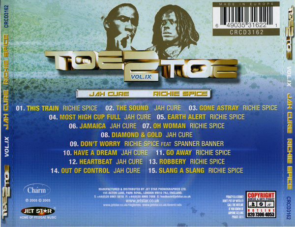 Jah Cure, Richie Spice : Toe 2 Toe Vol. IX (CD, Comp)