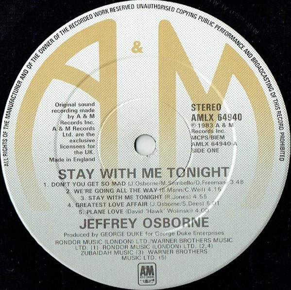 Jeffrey Osborne : Stay With Me Tonight (LP, Album)