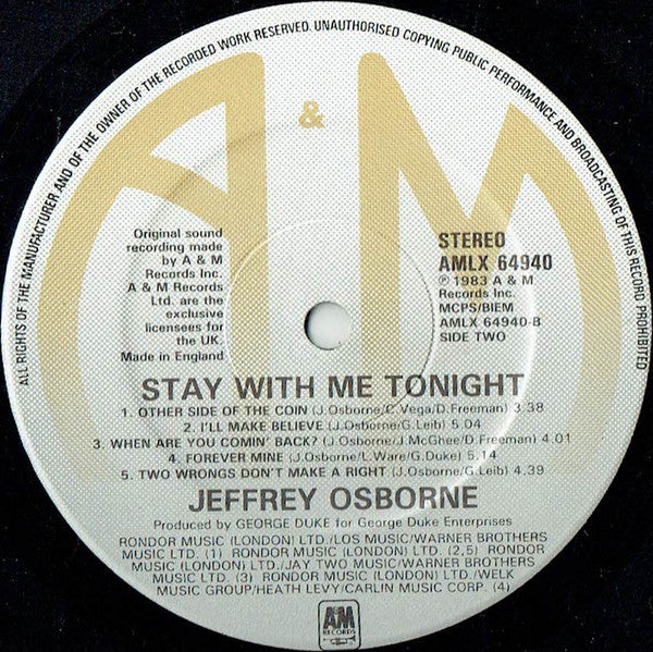 Jeffrey Osborne : Stay With Me Tonight (LP, Album)