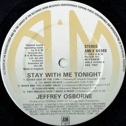 Jeffrey Osborne : Stay With Me Tonight (LP, Album)