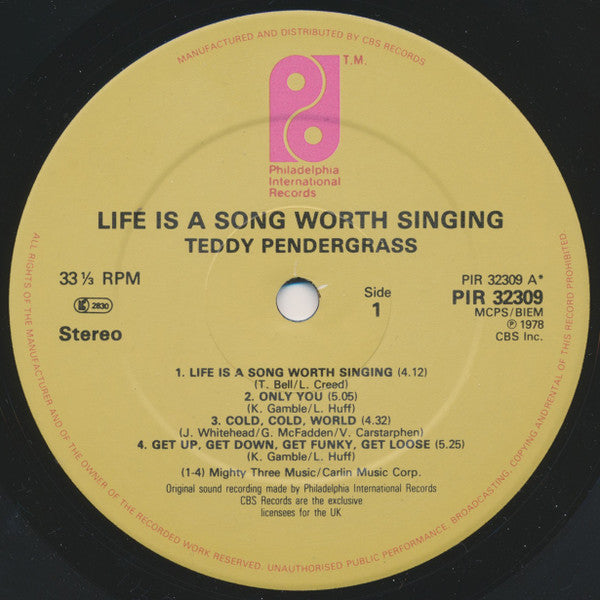 Teddy Pendergrass : Life Is A Song Worth Singing (LP, Album, RE)