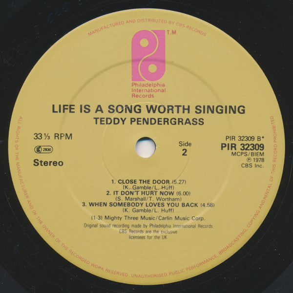 Teddy Pendergrass : Life Is A Song Worth Singing (LP, Album, RE)