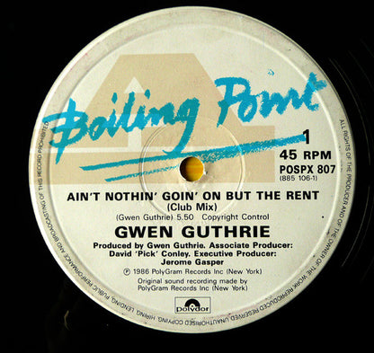 Gwen Guthrie : Ain't Nothin' Goin' On But The Rent (12", Single)