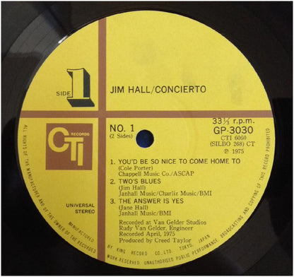 Jim Hall : Concierto (LP, Album, Gat)