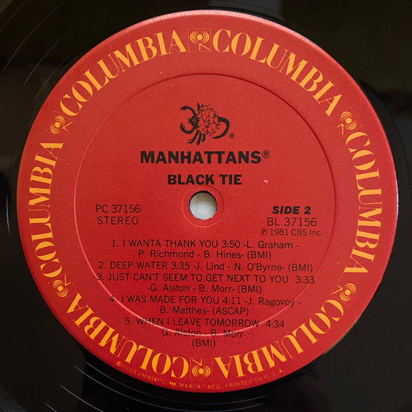 The Manhattans* : Black Tie (LP, Album, RE, Pit)