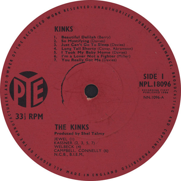 Kinks* : Kinks (LP, Album, Mono, 'T')