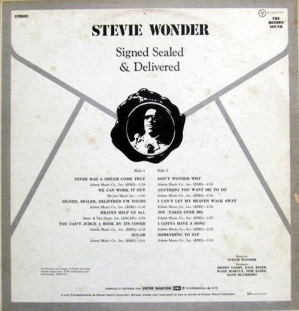 Stevie Wonder : Signed Sealed & Delivered (LP, Album, RE)