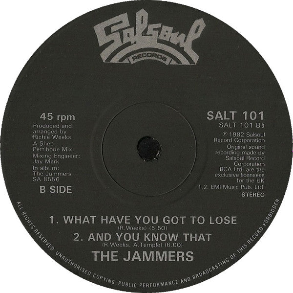 The Jammers : Be Mine Tonight / What Have You Got To Lose / And You Know That (12", Single)