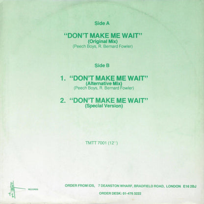 Peech Boys : Don't Make Me Wait (12", Single)