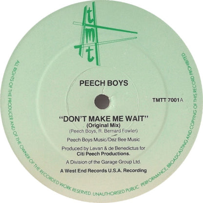 Peech Boys : Don't Make Me Wait (12", Single)