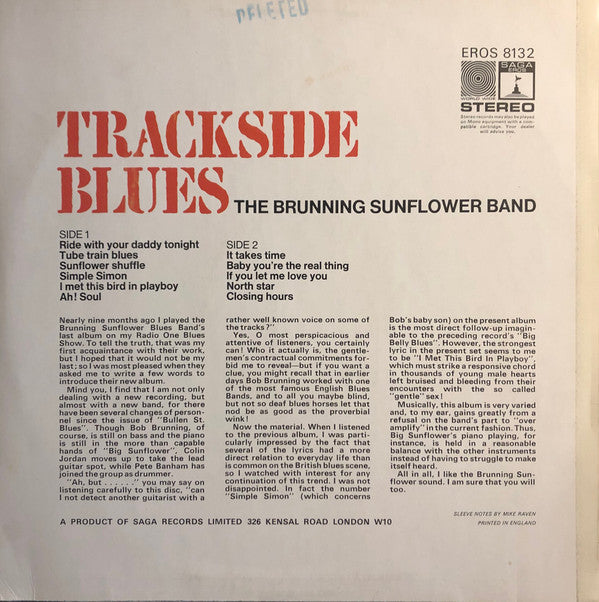 The Brunning Sunflower Band* : Trackside Blues (LP, Album)