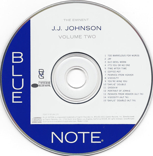 J.J. Johnson : The Eminent Jay Jay Johnson, Volume Two (CD, Comp, Mono, RE, RM)