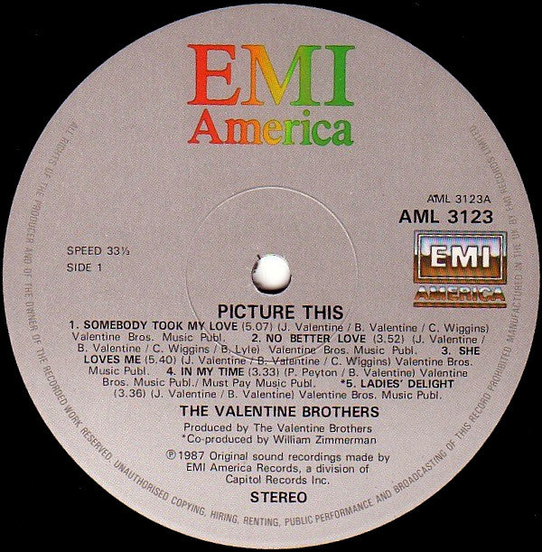 The Valentine Brothers : Picture This (LP, Album)