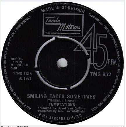 The Temptations : Smiling Faces Sometimes (7", Single)