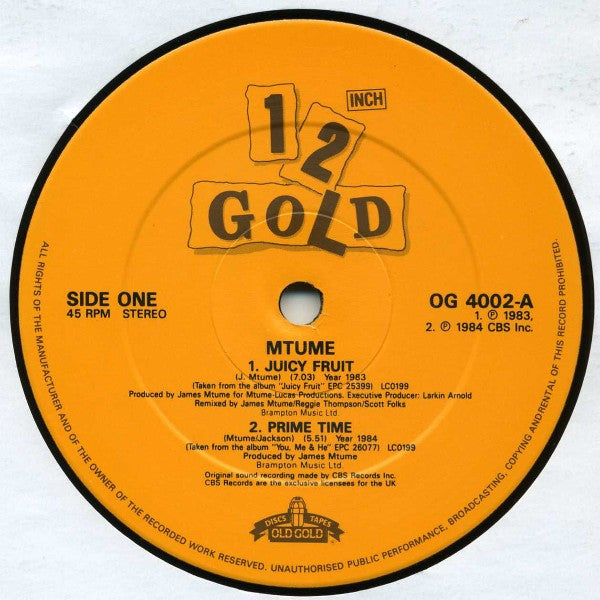 Mtume / The S.O.S. Band : Juicy Fruit / Just Be Good To Me (12")