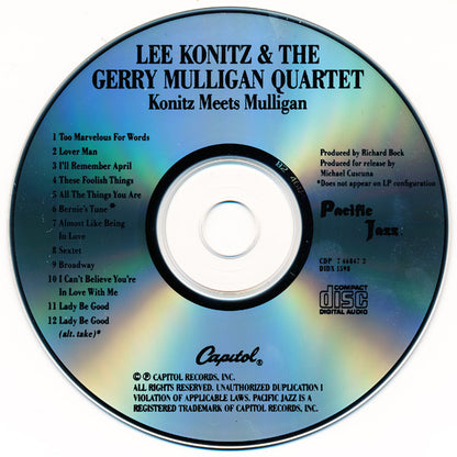 Lee Konitz & The Gerry Mulligan Quartet* : Konitz Meets Mulligan (CD, Album, RE)