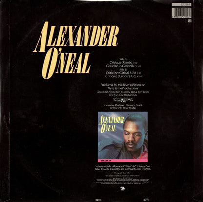 Alexander O'Neal : Criticize (Special 12" Mixes) (12", Single)